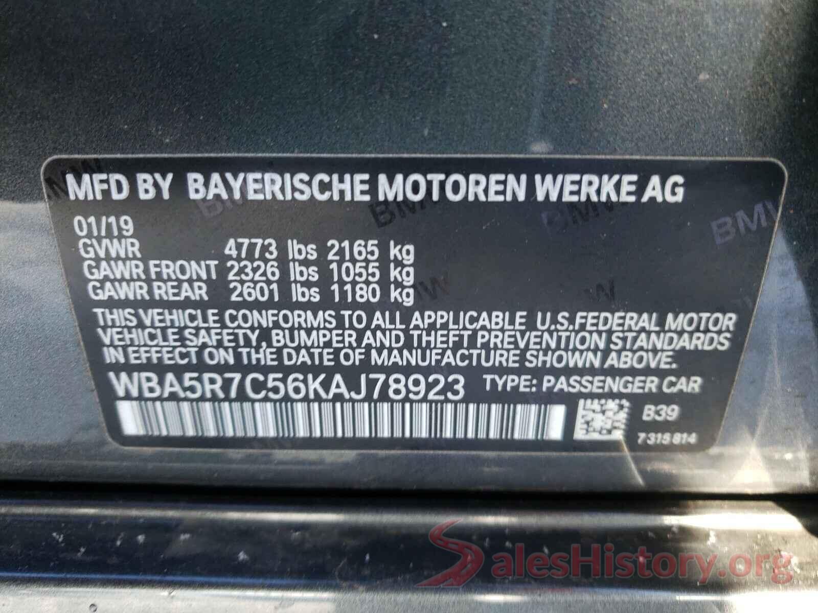 WBA5R7C56KAJ78923 2019 BMW 3 SERIES