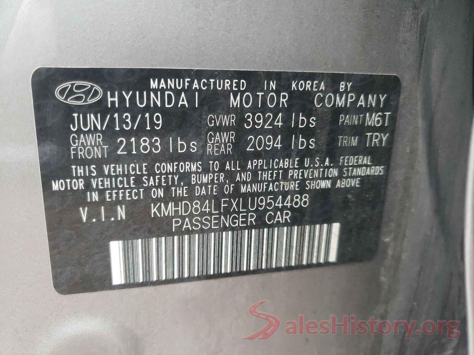 KMHD84LFXLU954488 2020 HYUNDAI ELANTRA