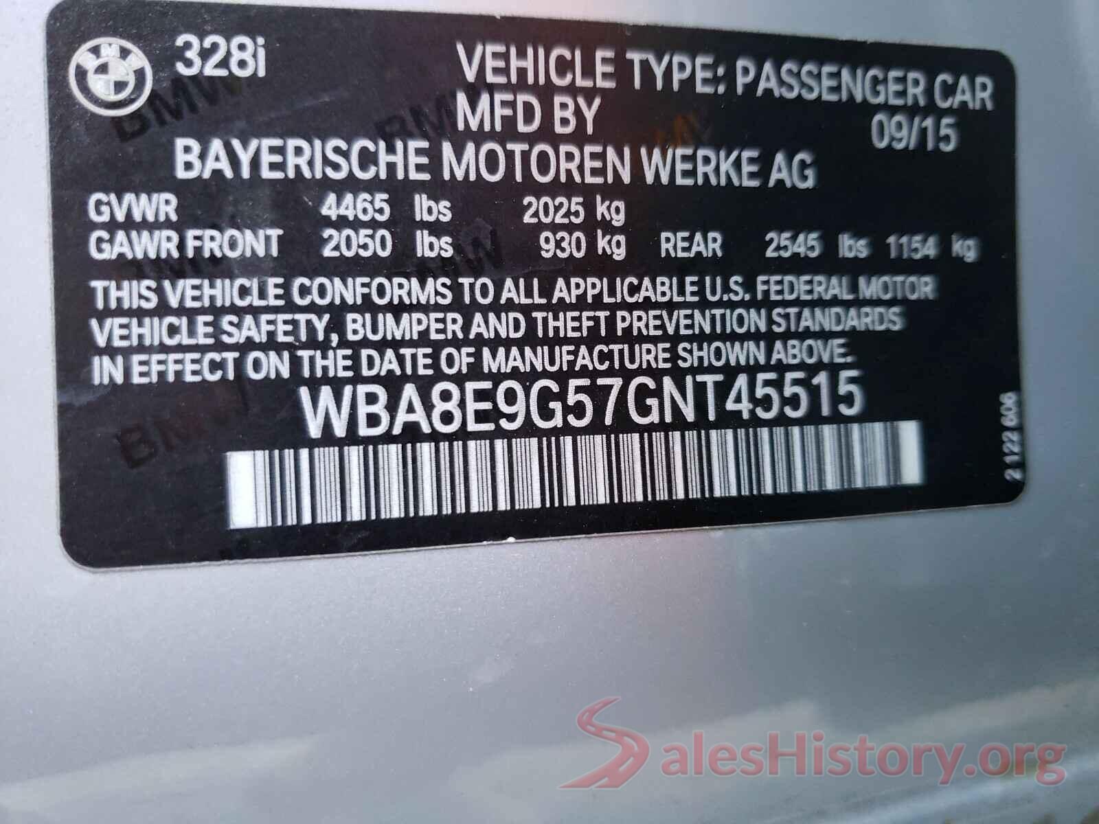 WBA8E9G57GNT45515 2016 BMW 3 SERIES