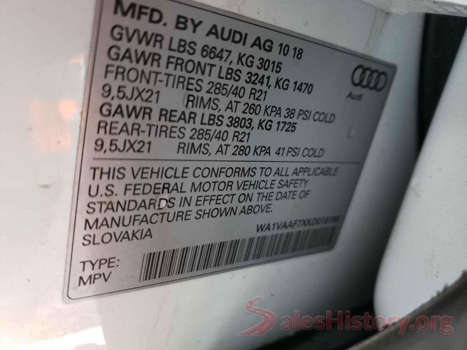 WA1VAAF7XKD015169 2019 AUDI Q7