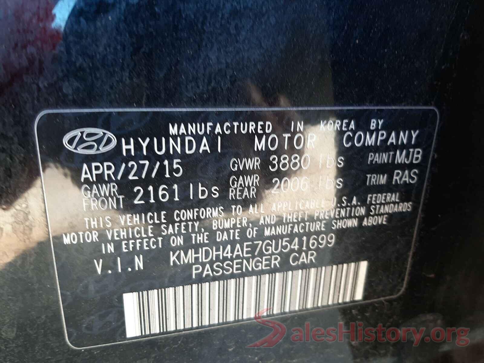 KMHDH4AE7GU541699 2016 HYUNDAI ELANTRA