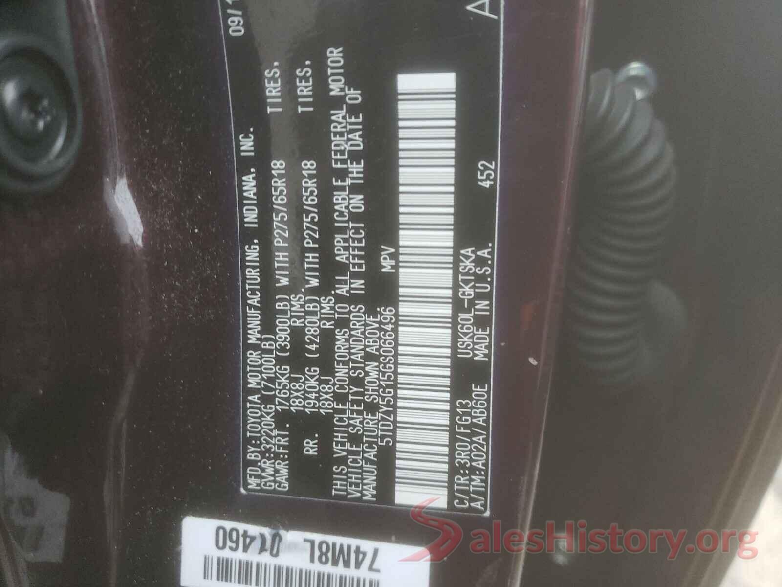 5TDZY5G15GS066496 2016 TOYOTA SEQUOIA