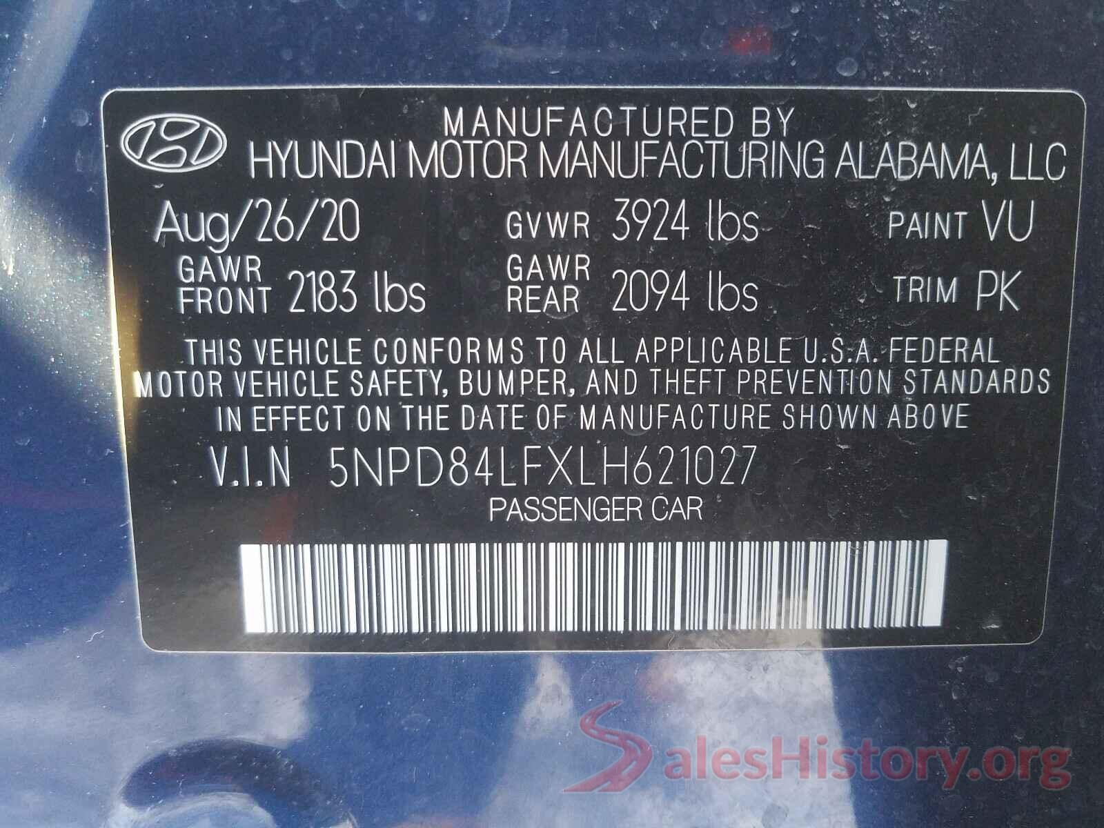 5NPD84LFXLH621027 2020 HYUNDAI ELANTRA