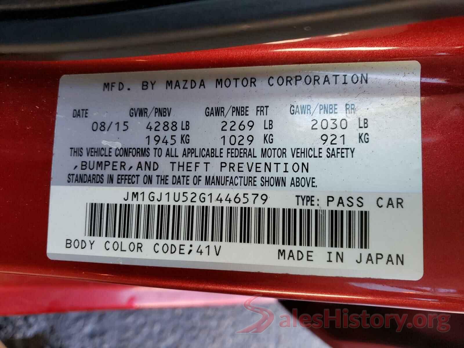 JM1GJ1U52G1446579 2016 MAZDA 6