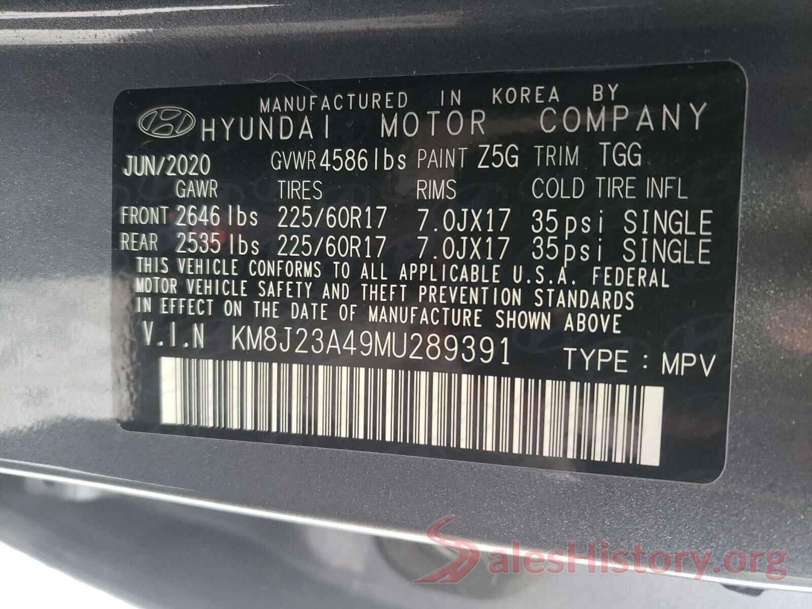 KM8J23A49MU289391 2021 HYUNDAI TUCSON