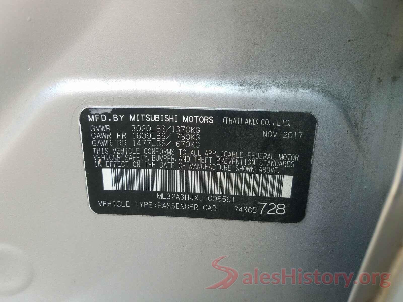 ML32A3HJXJH006561 2018 MITSUBISHI MIRAGE