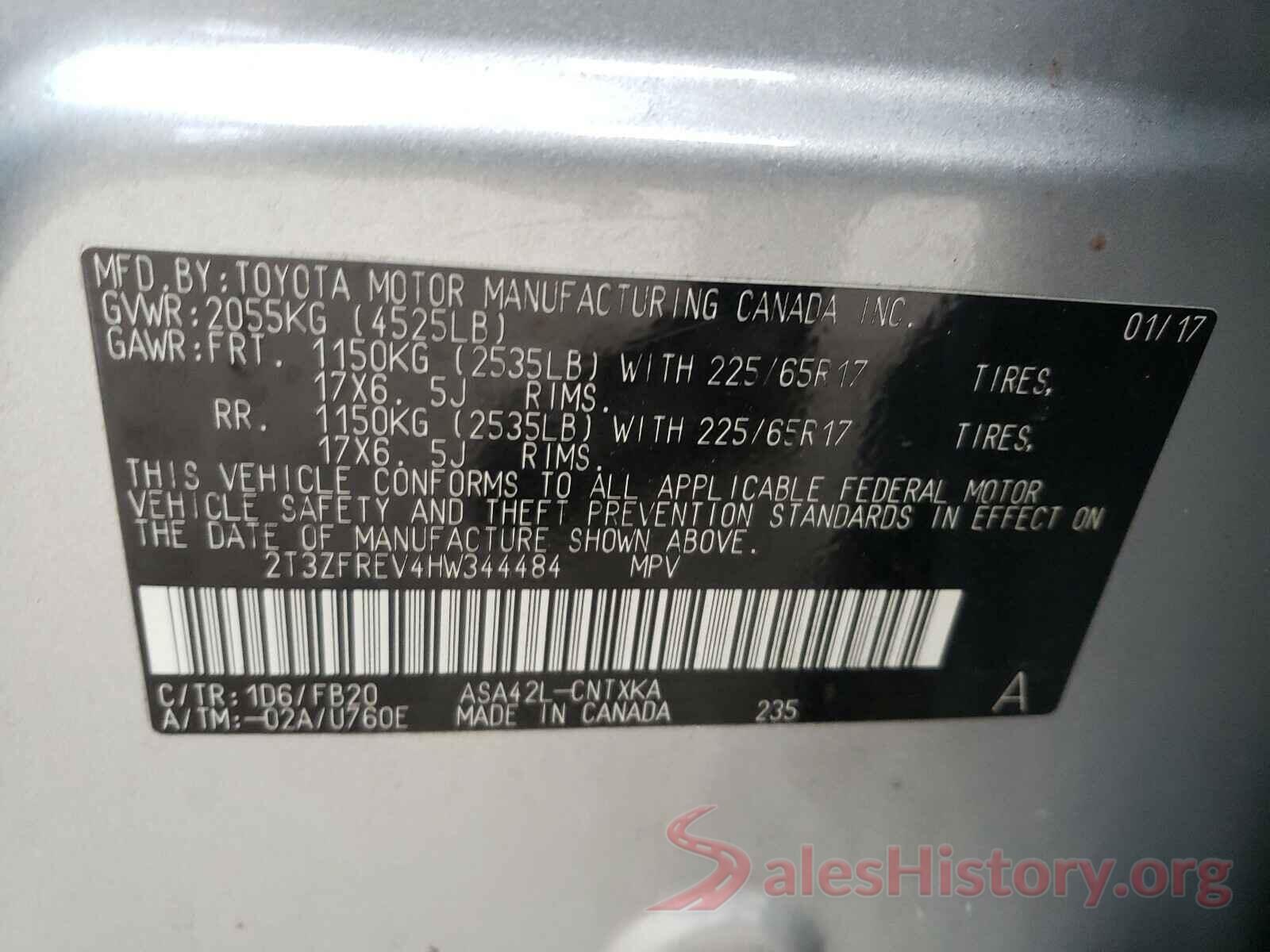 2T3ZFREV4HW344484 2017 TOYOTA RAV4