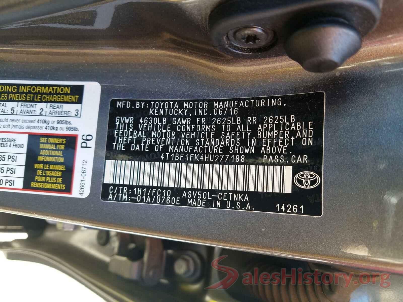 4T1BF1FK4HU277188 2017 TOYOTA CAMRY