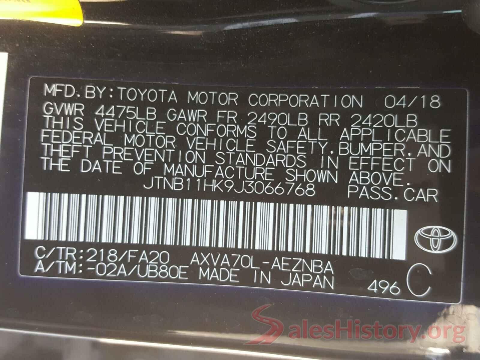 JTNB11HK9J3066768 2018 TOYOTA CAMRY