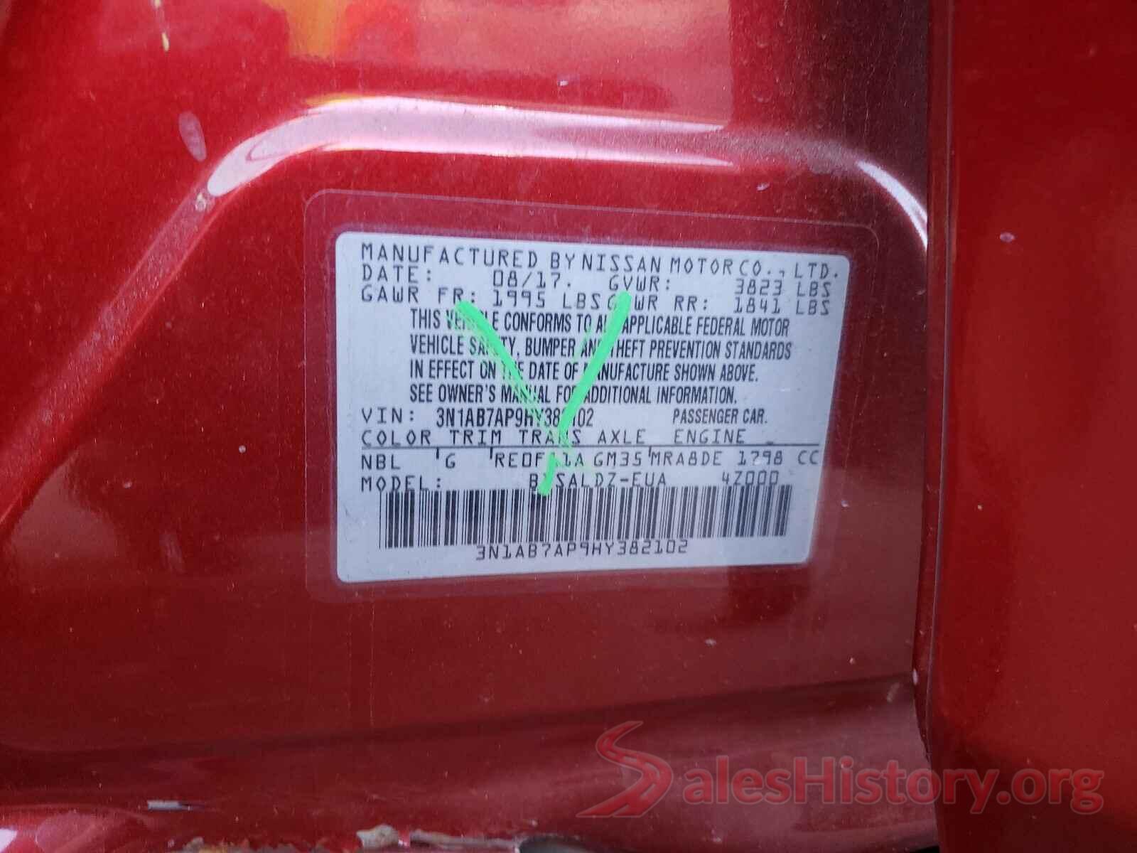 3N1AB7AP9HY382102 2017 NISSAN SENTRA