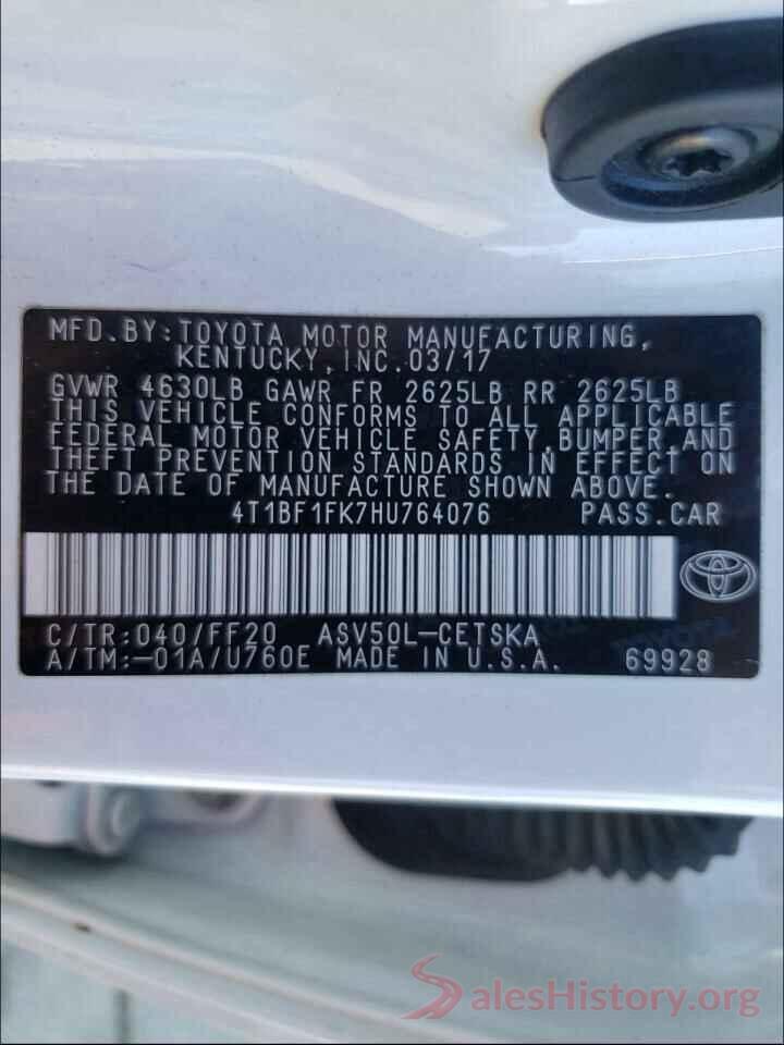 4T1BF1FK7HU764076 2017 TOYOTA CAMRY