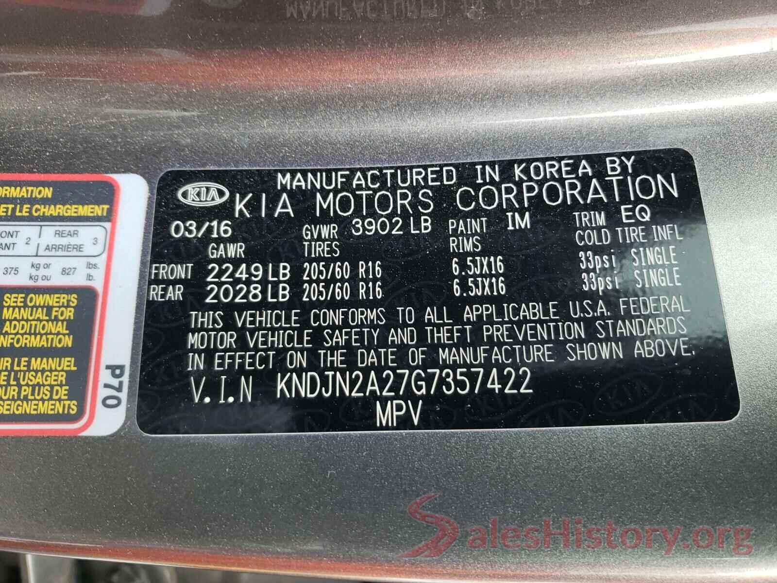 KNDJN2A27G7357422 2016 KIA SOUL