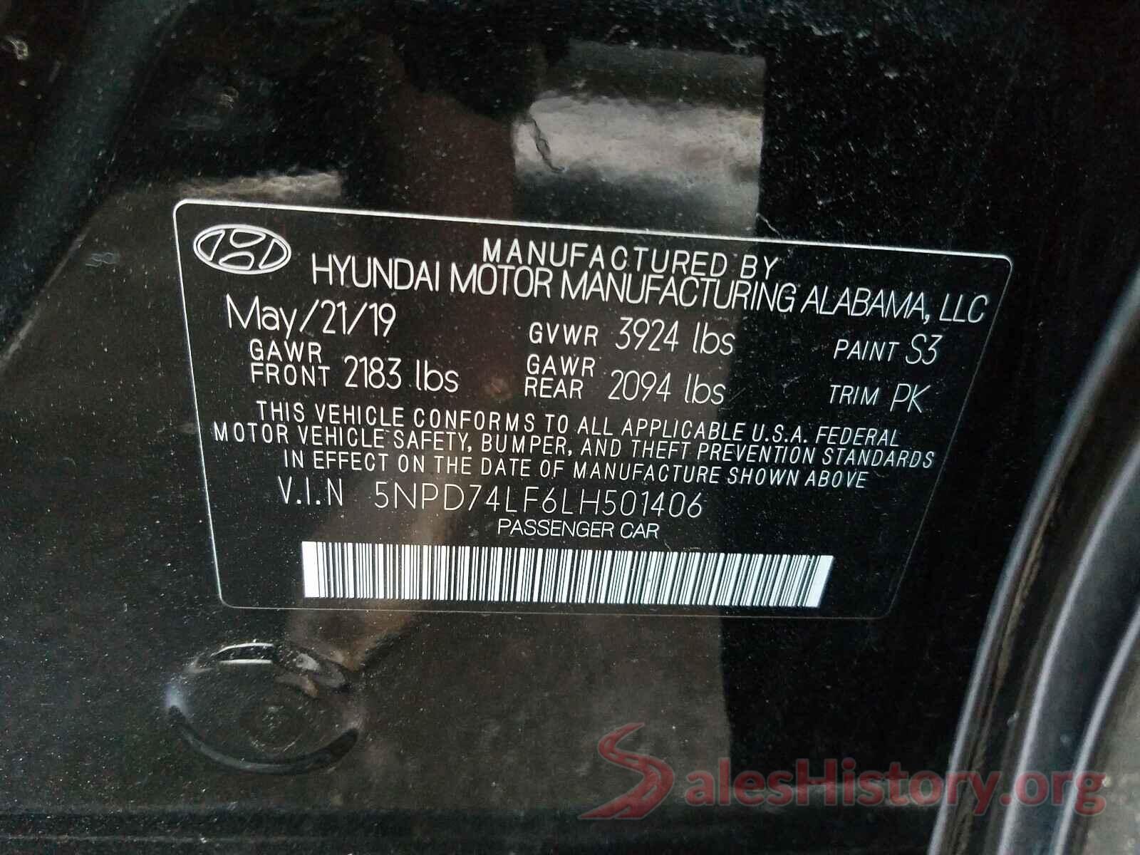 5NPD74LF6LH501406 2020 HYUNDAI ELANTRA