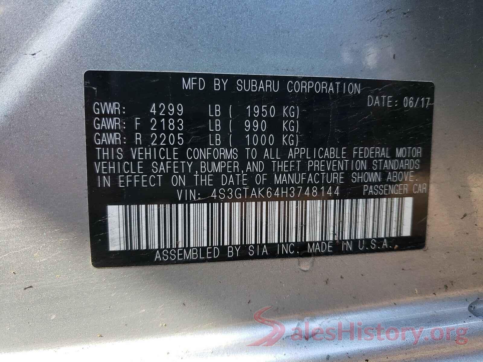 4S3GTAK64H3748144 2017 SUBARU IMPREZA