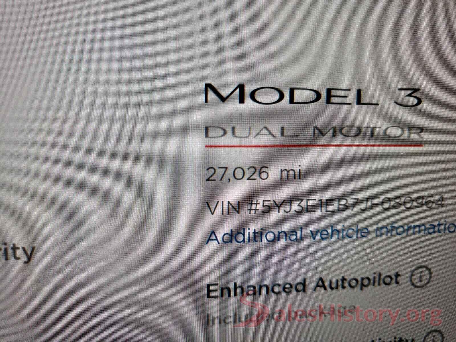 5YJ3E1EB7JF080964 2018 TESLA MODEL 3