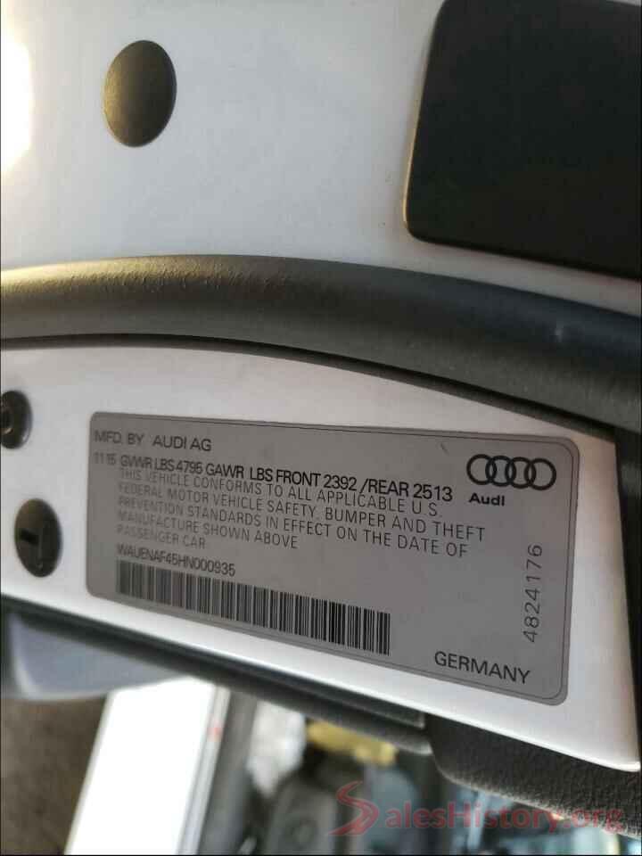 WAUENAF45HN000935 2017 AUDI A4