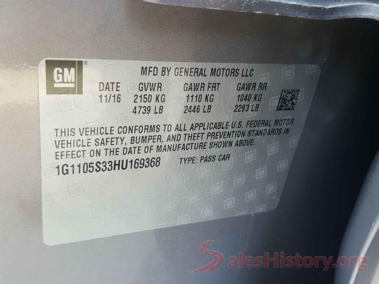 1G1105S33HU169368 2017 CHEVROLET IMPALA