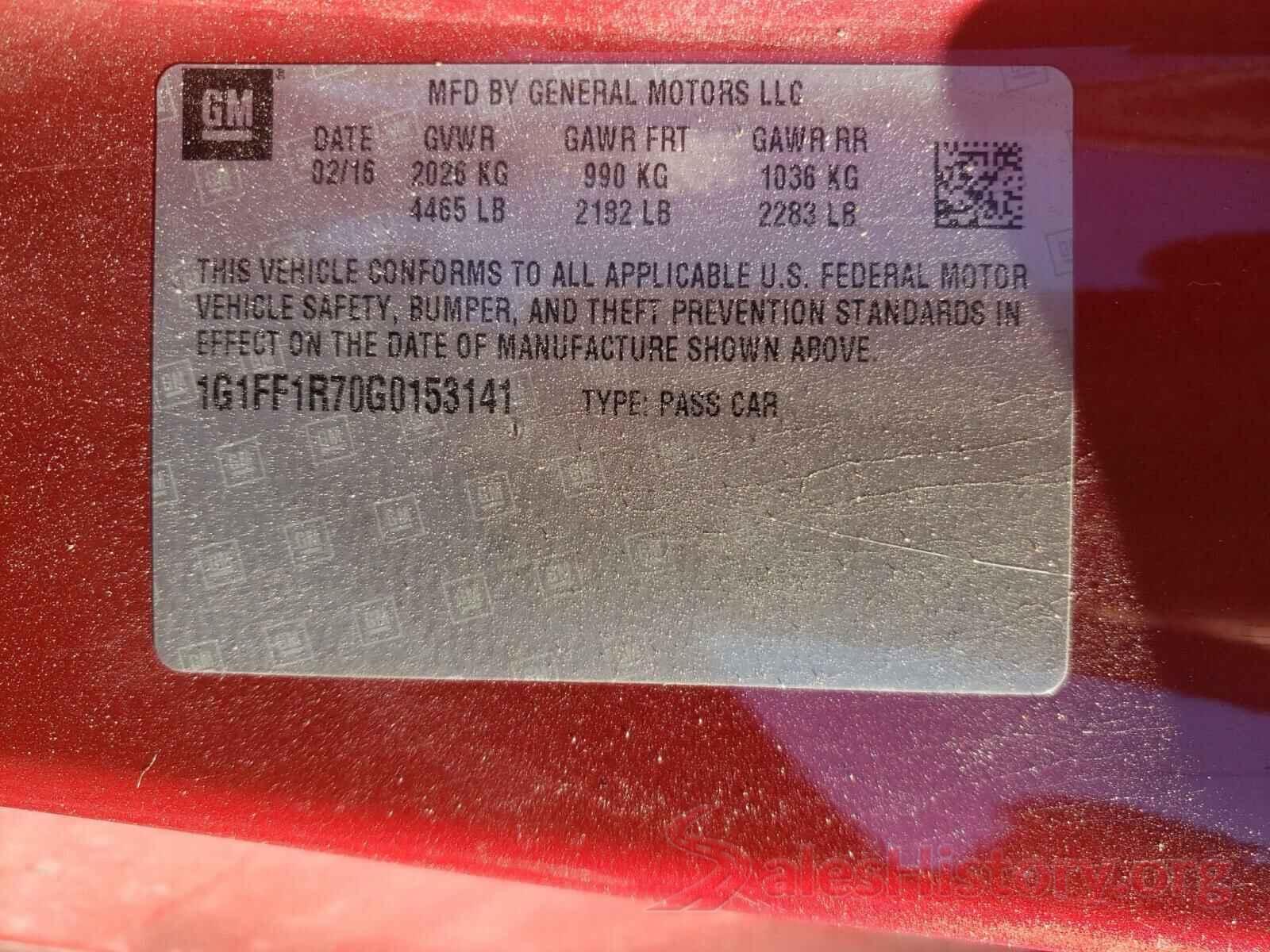 1G1FF1R70G0153141 2016 CHEVROLET CAMARO