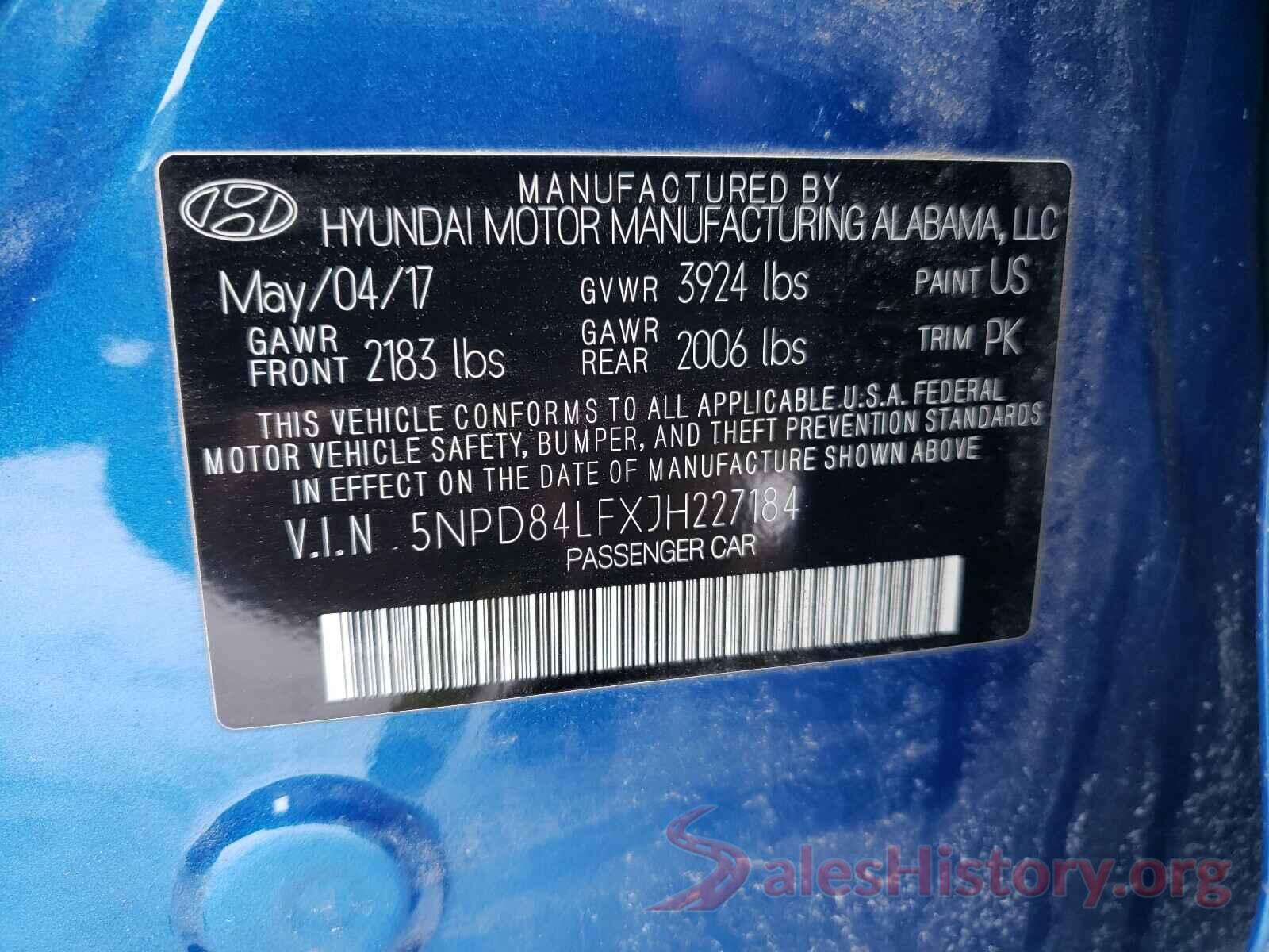 5NPD84LFXJH227184 2018 HYUNDAI ELANTRA