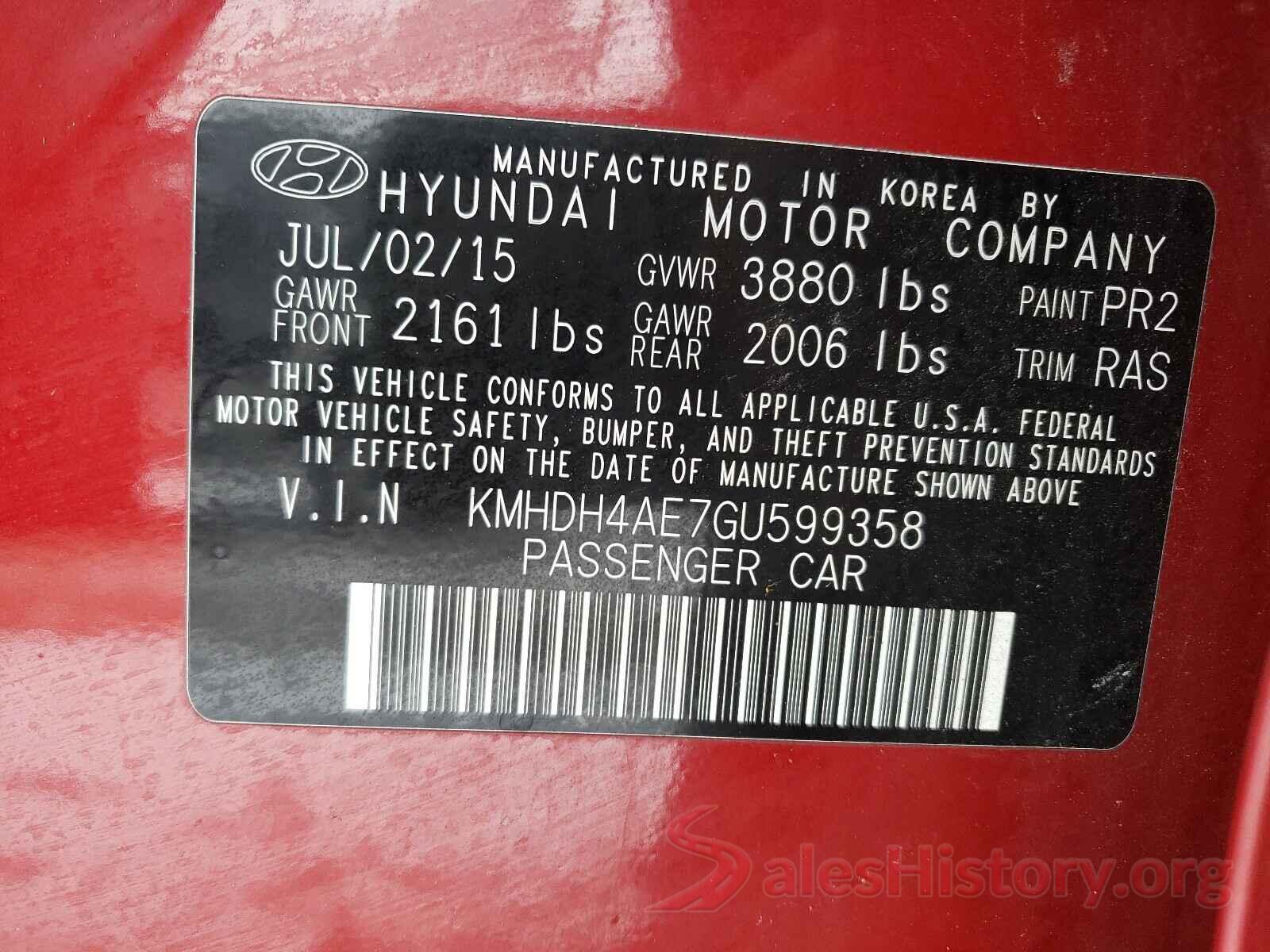 KMHDH4AE7GU599358 2016 HYUNDAI ELANTRA