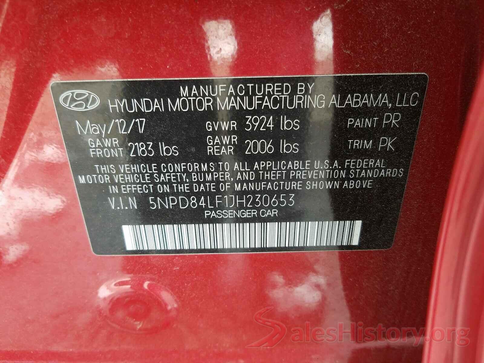 5NPD84LF1JH230653 2018 HYUNDAI ELANTRA