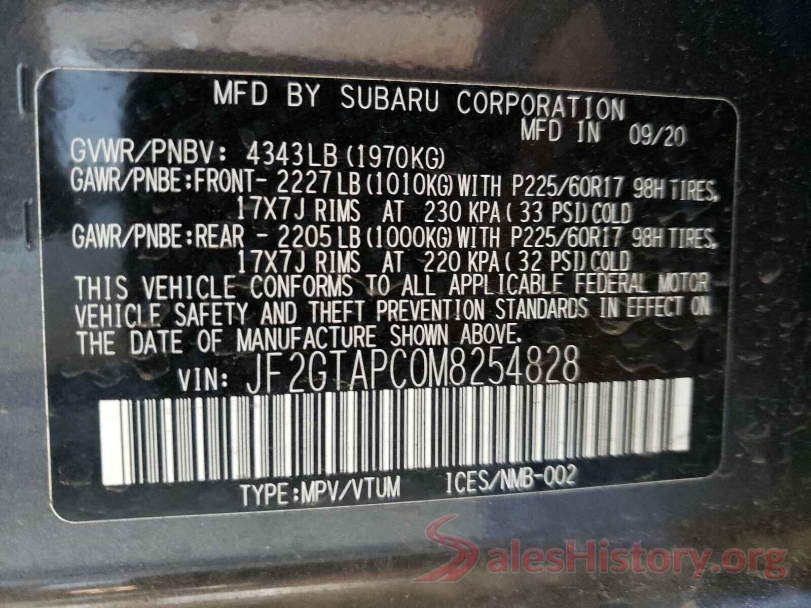 JF2GTAPC0M8254828 2021 SUBARU CROSSTREK