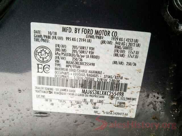 MAJ6S3KLXKC255498 2019 FORD ALL OTHER