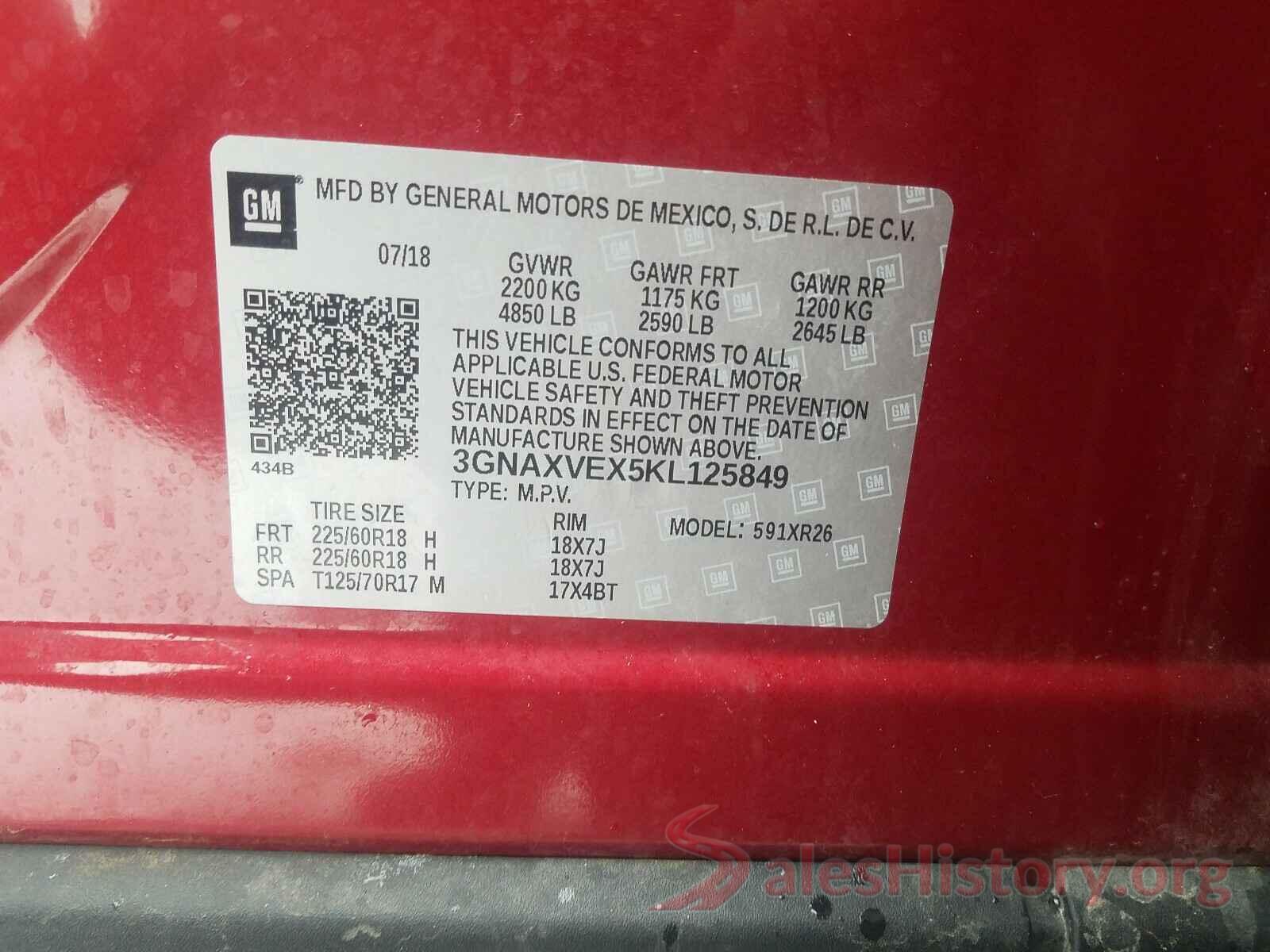 3GNAXVEX5KL125849 2019 CHEVROLET EQUINOX