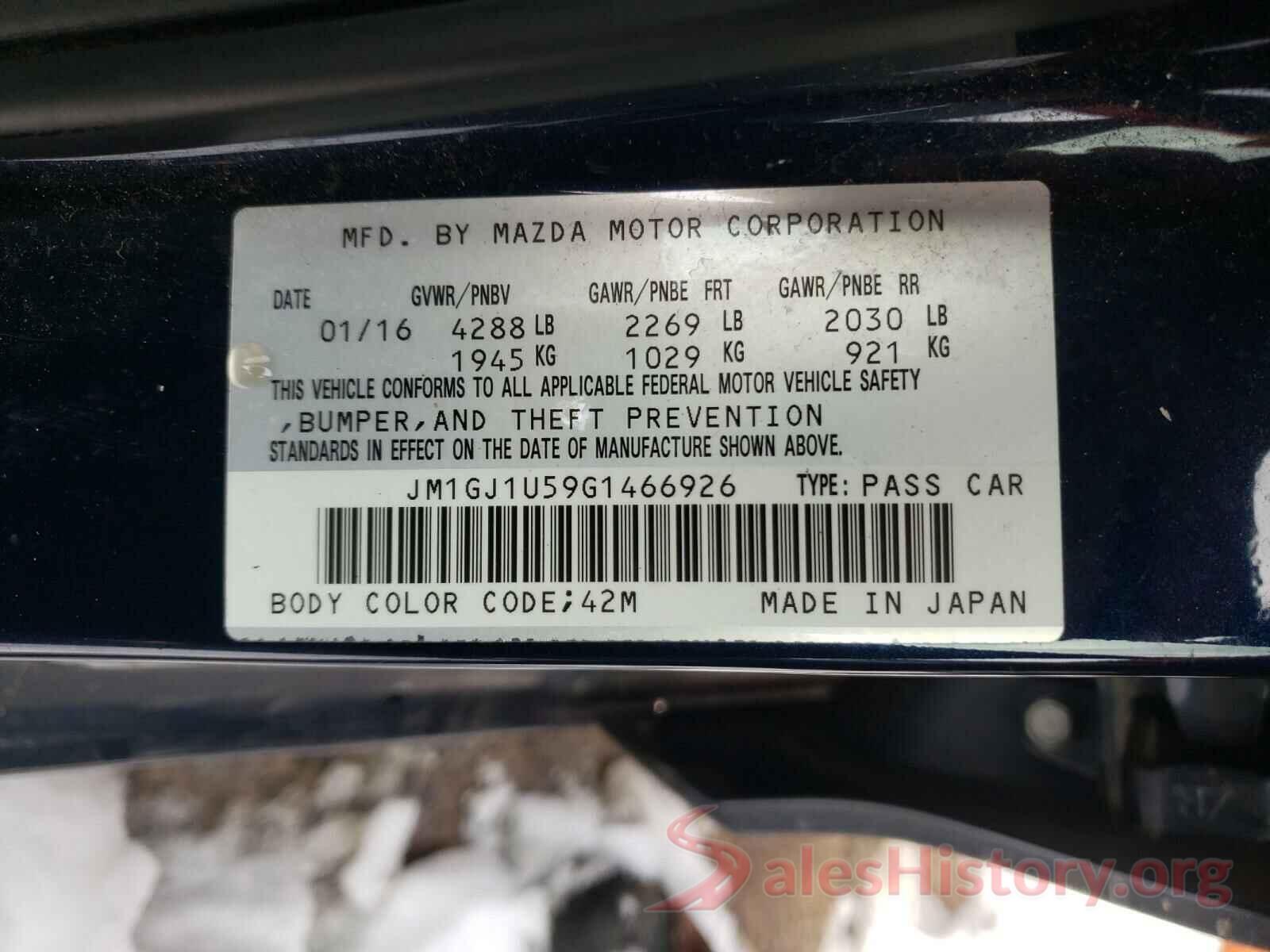 JM1GJ1U59G1466926 2016 MAZDA 6