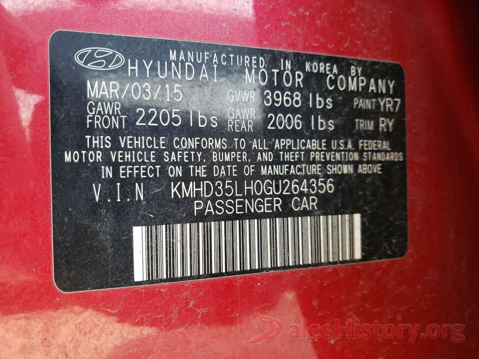 KMHD35LH0GU264356 2016 HYUNDAI ELANTRA