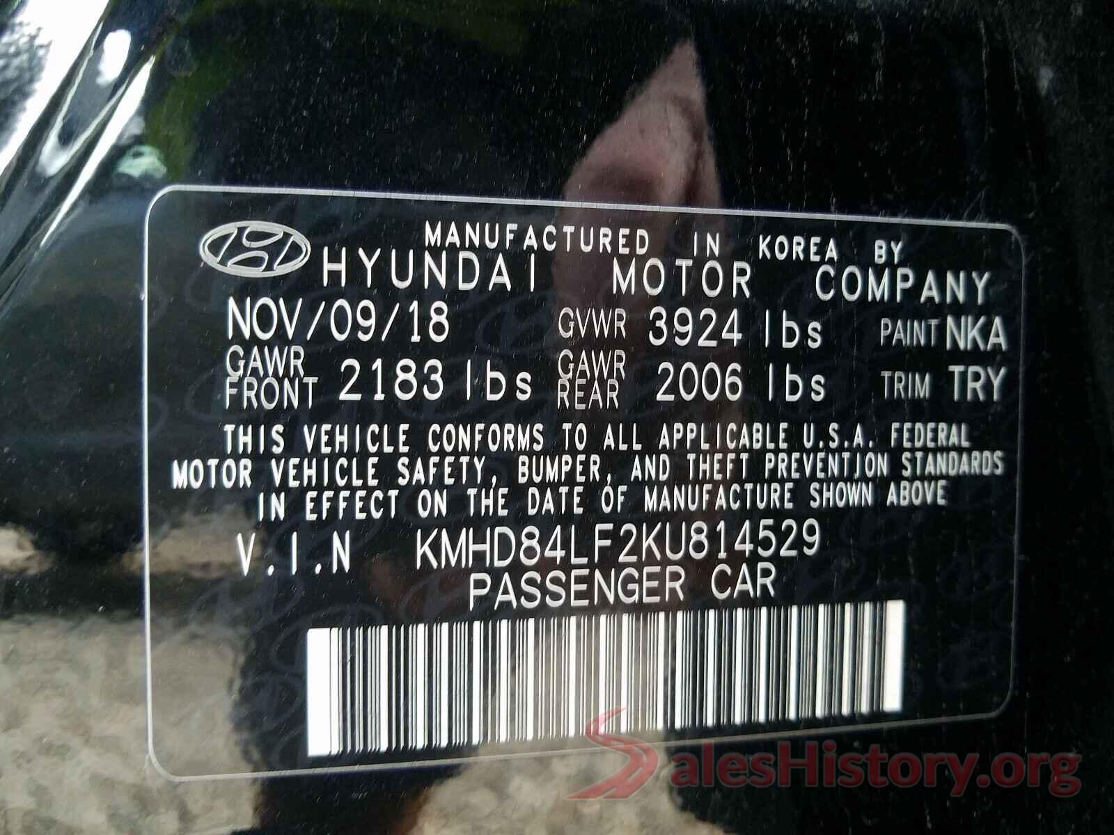 KMHD84LF2KU814529 2019 HYUNDAI ELANTRA