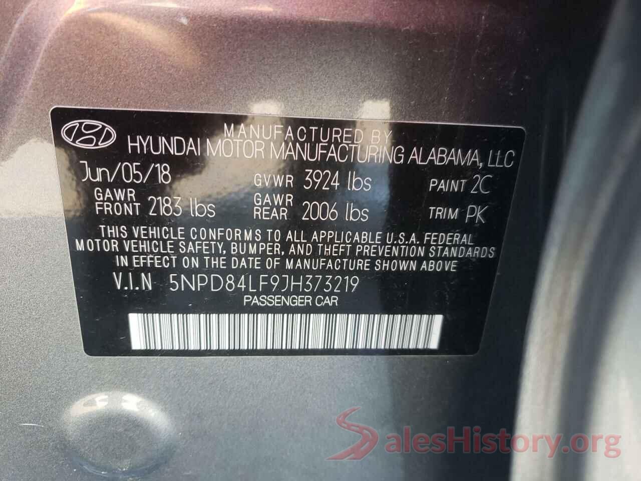 5NPD84LF9JH373219 2018 HYUNDAI ELANTRA