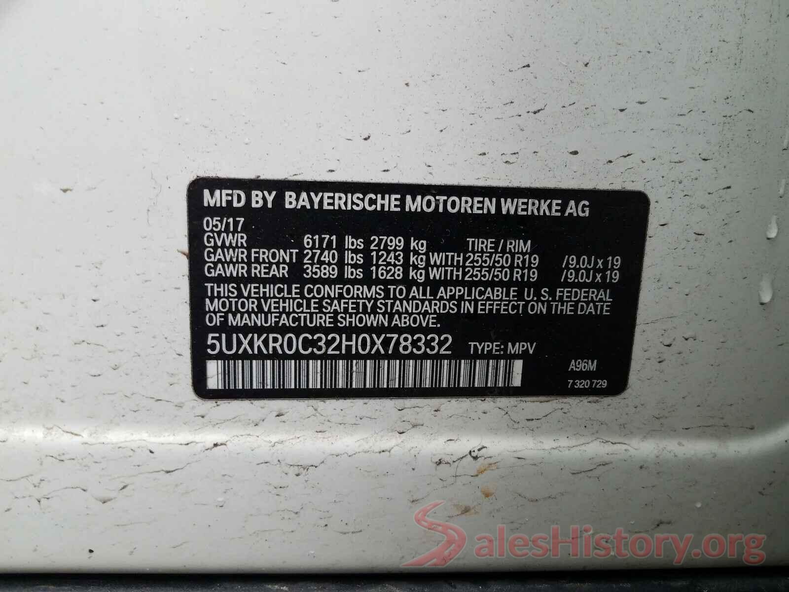 5UXKR0C32H0X78332 2017 BMW X5