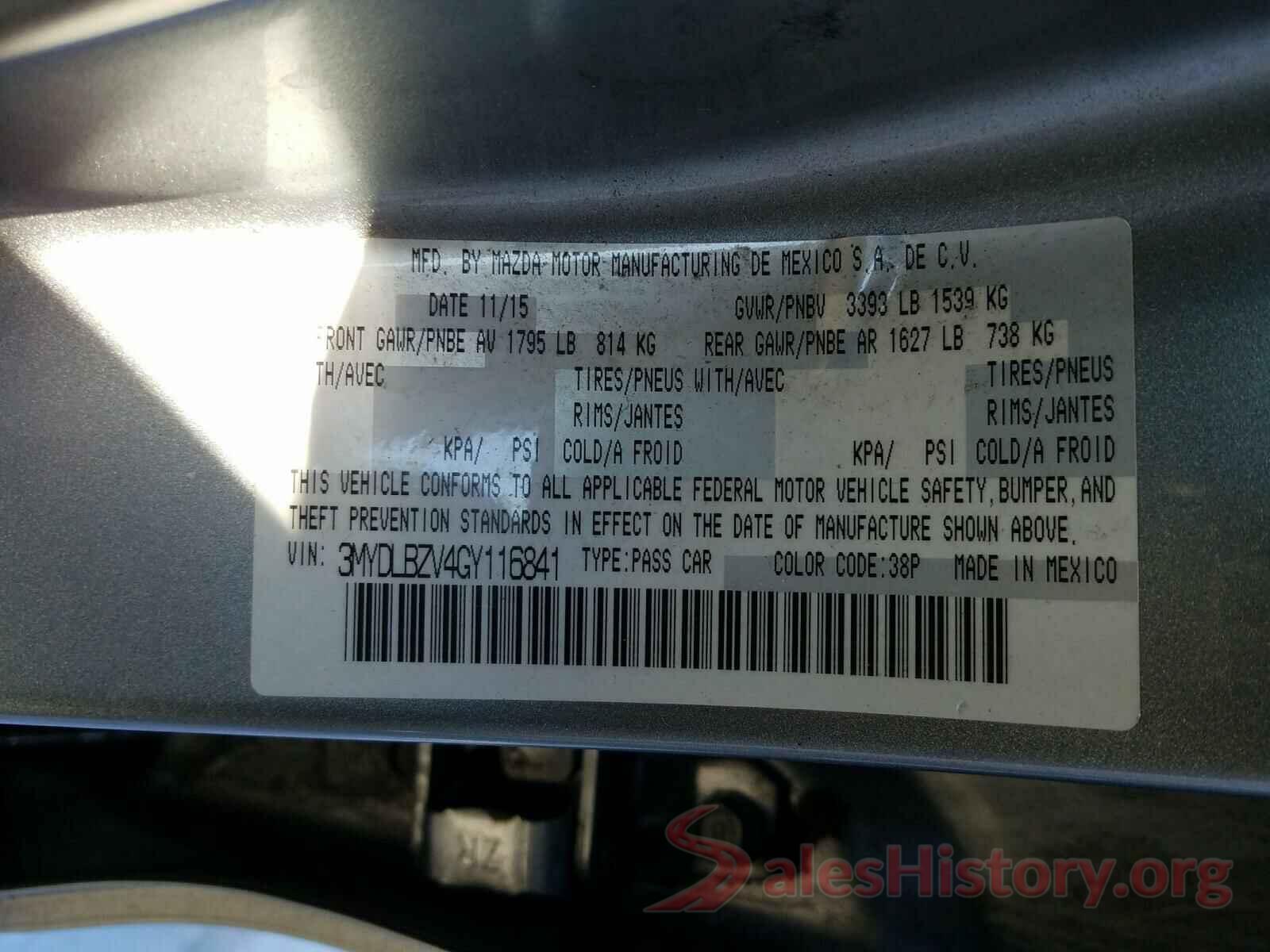 3MYDLBZV4GY116841 2016 TOYOTA SCION