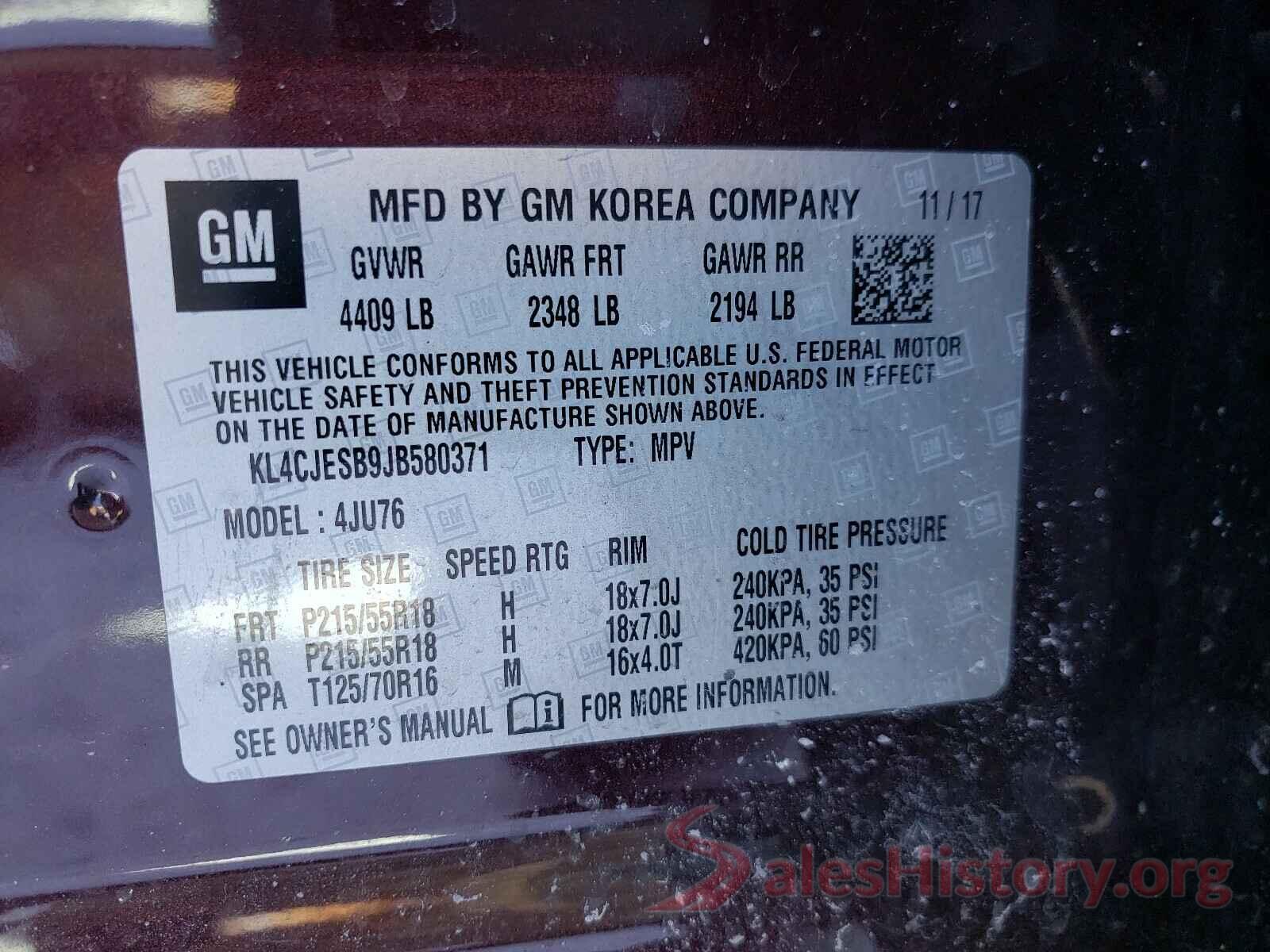 KL4CJESB9JB580371 2018 BUICK ENCORE