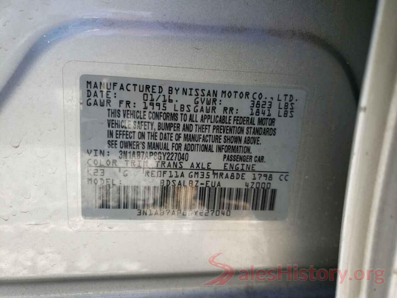 3N1AB7AP8GY227040 2016 NISSAN SENTRA