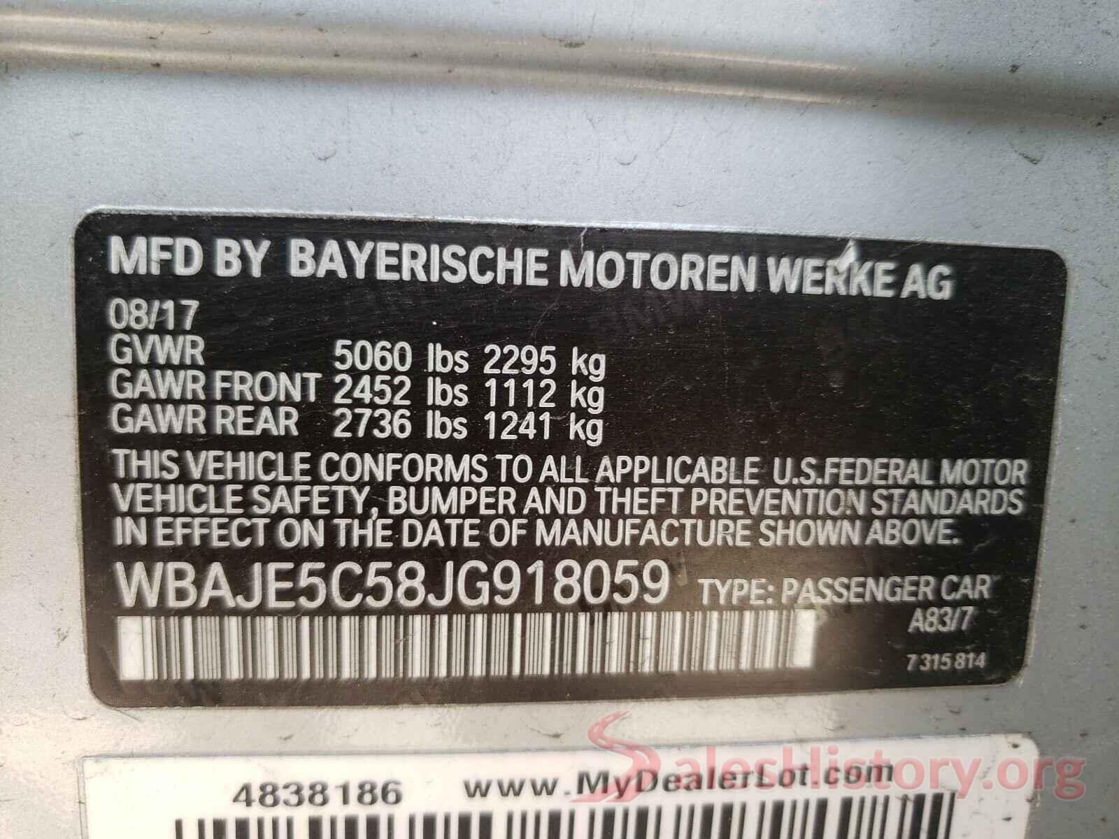 WBAJE5C58JG918059 2018 BMW 5 SERIES