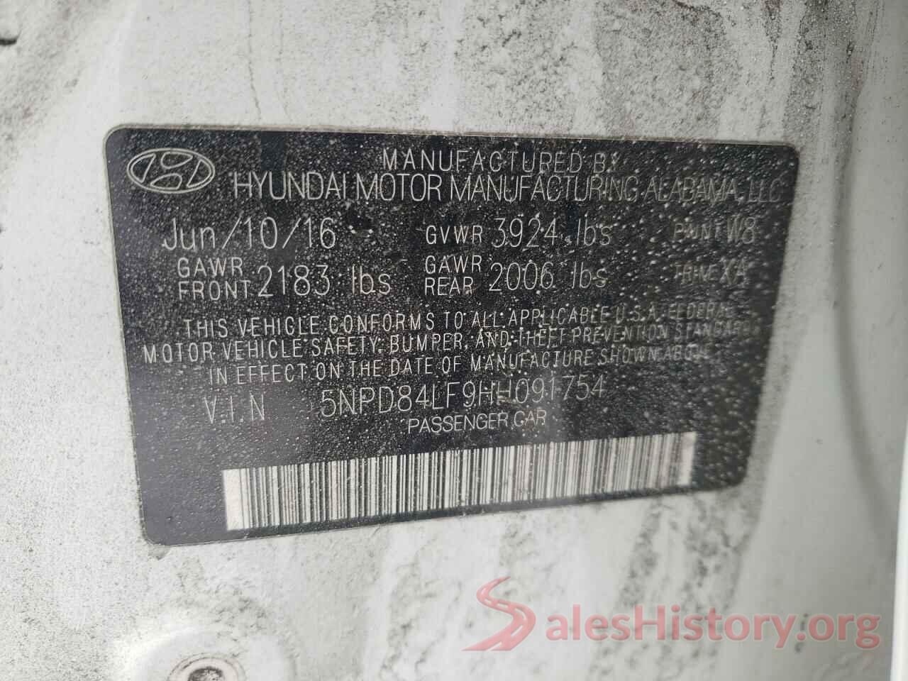 5NPD84LF9HH091754 2017 HYUNDAI ELANTRA