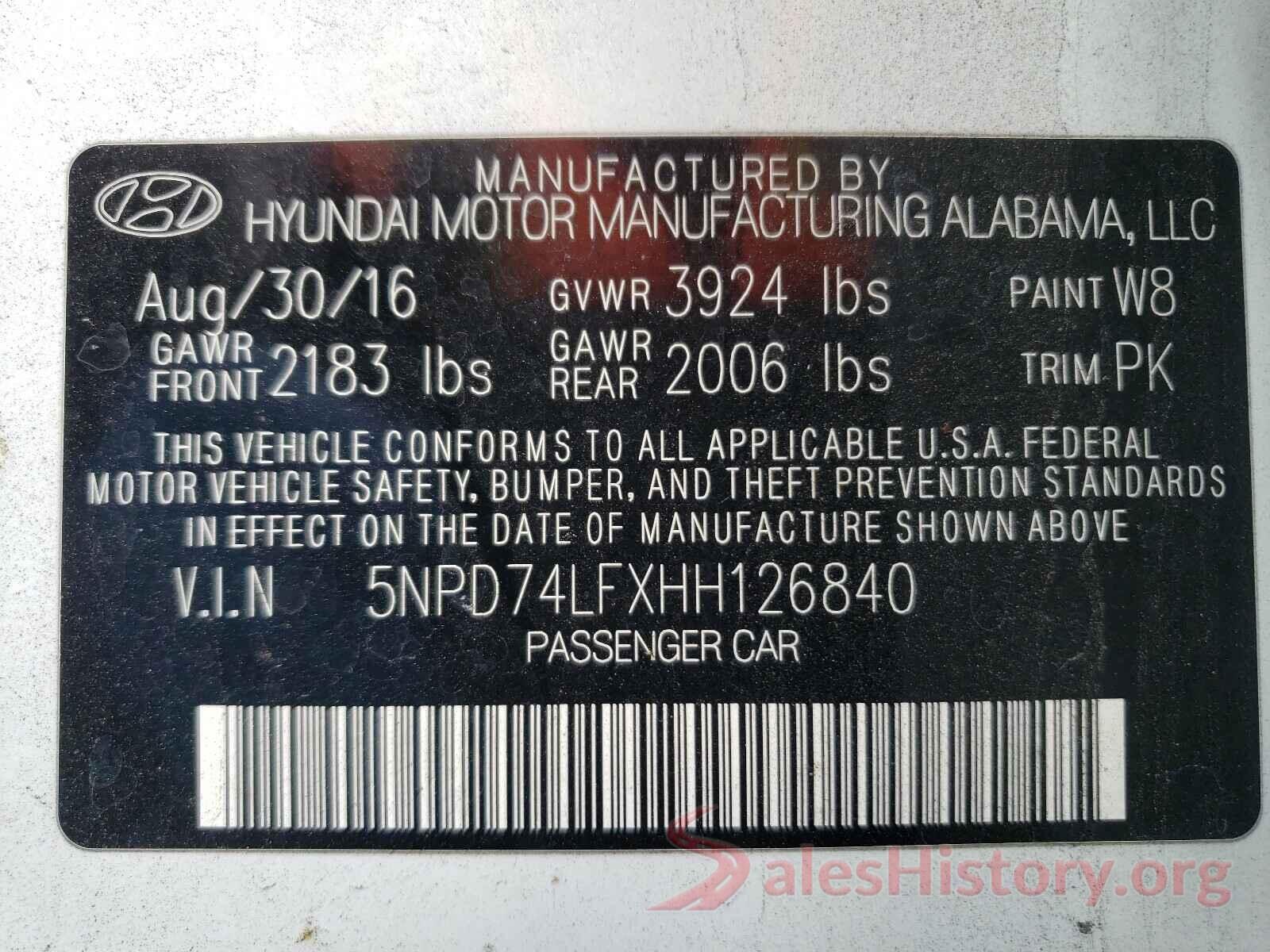 5NPD74LFXHH126840 2017 HYUNDAI ELANTRA