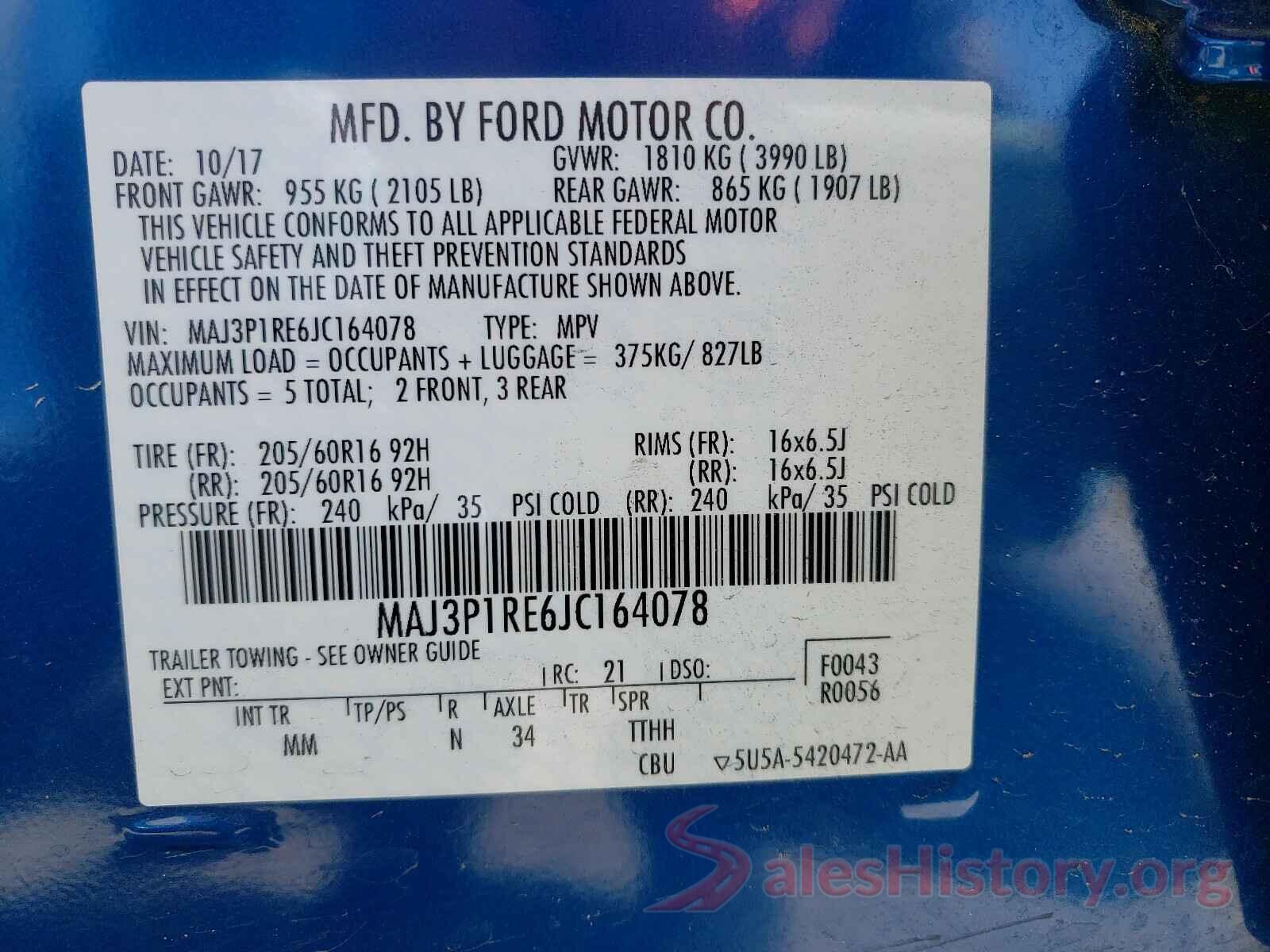 MAJ3P1RE6JC164078 2018 FORD ALL OTHER