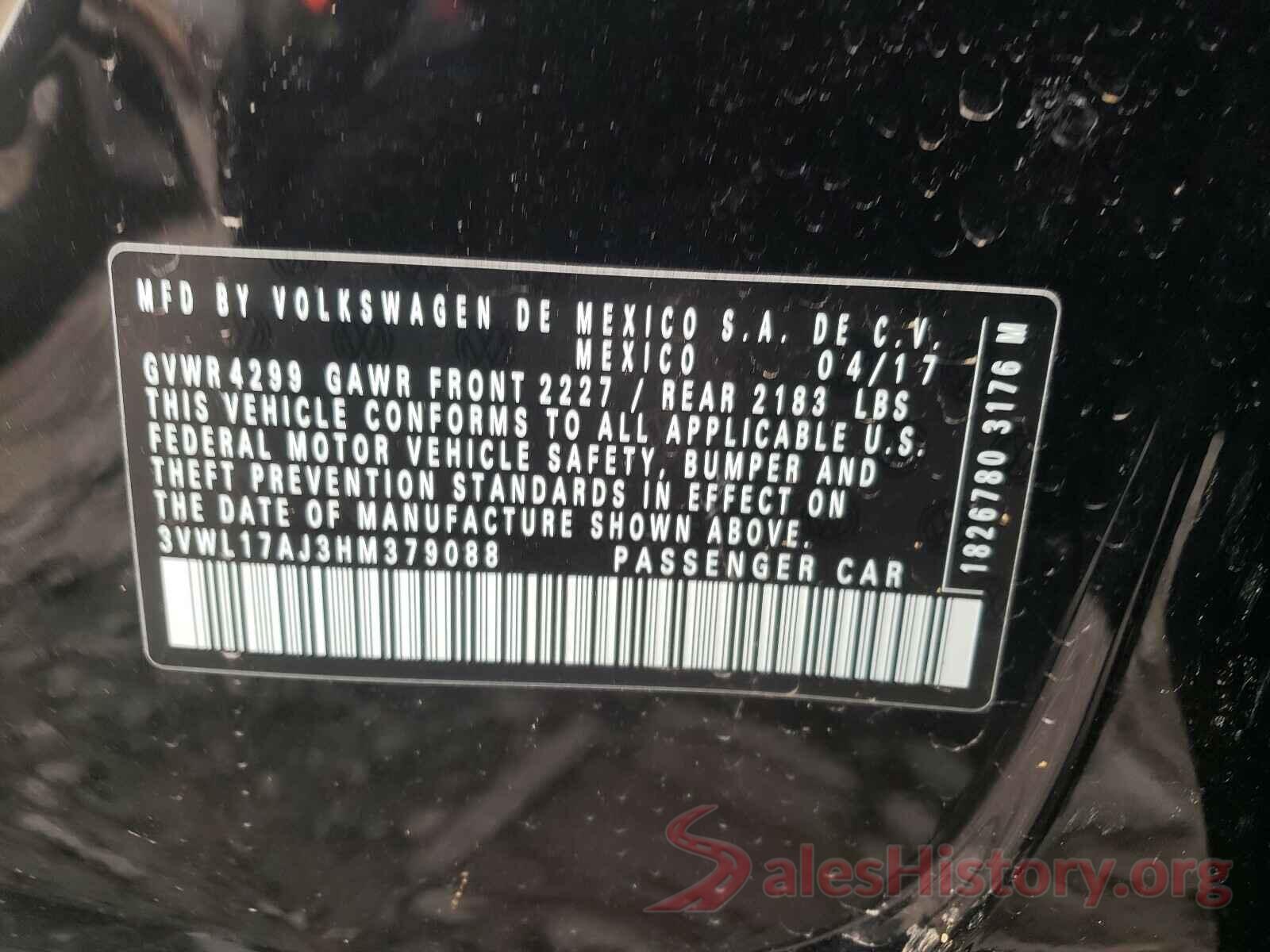 3VWL17AJ3HM379088 2017 VOLKSWAGEN JETTA