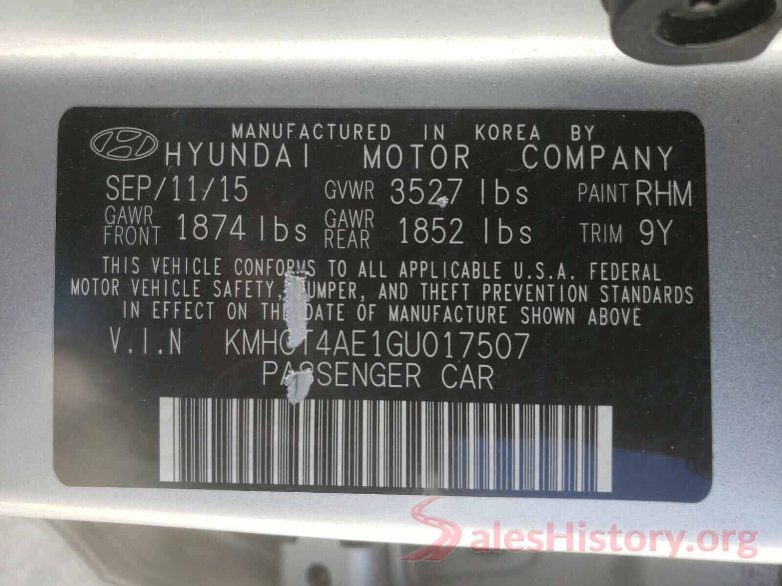 KMHCT4AE1GU017507 2016 HYUNDAI ACCENT