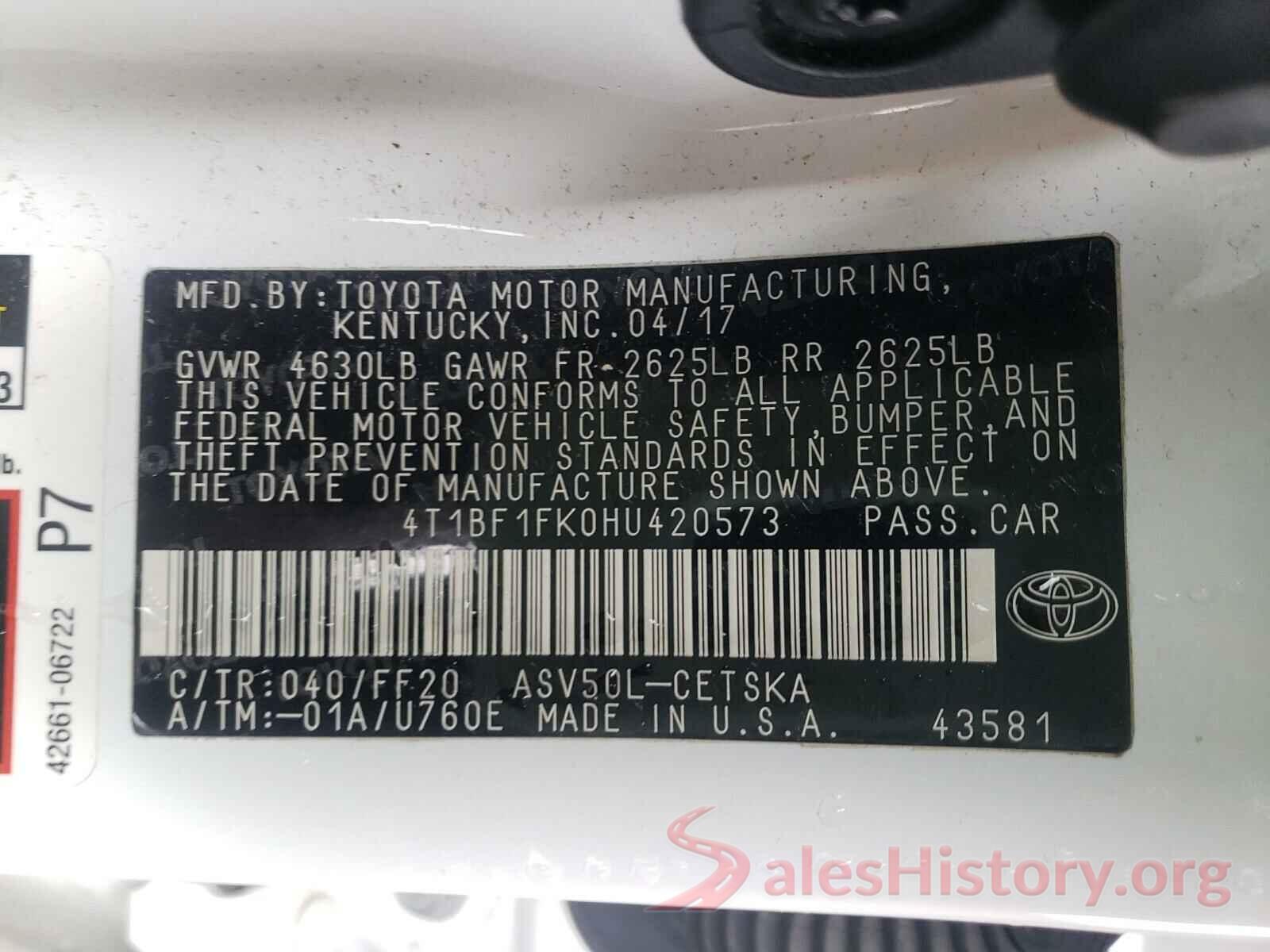 4T1BF1FK0HU420573 2017 TOYOTA CAMRY