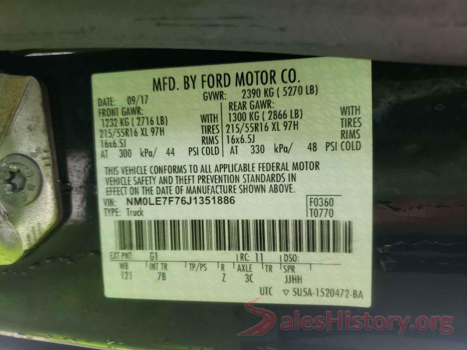 NM0LE7F76J1351886 2018 FORD TRANSIT CO