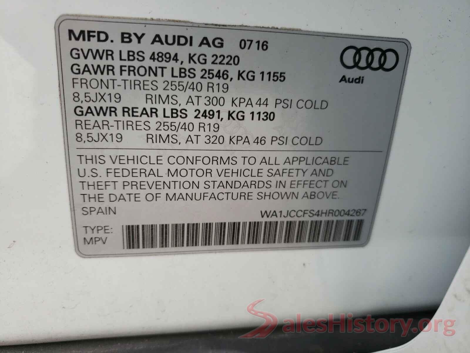 WA1JCCFS4HR004267 2017 AUDI Q3