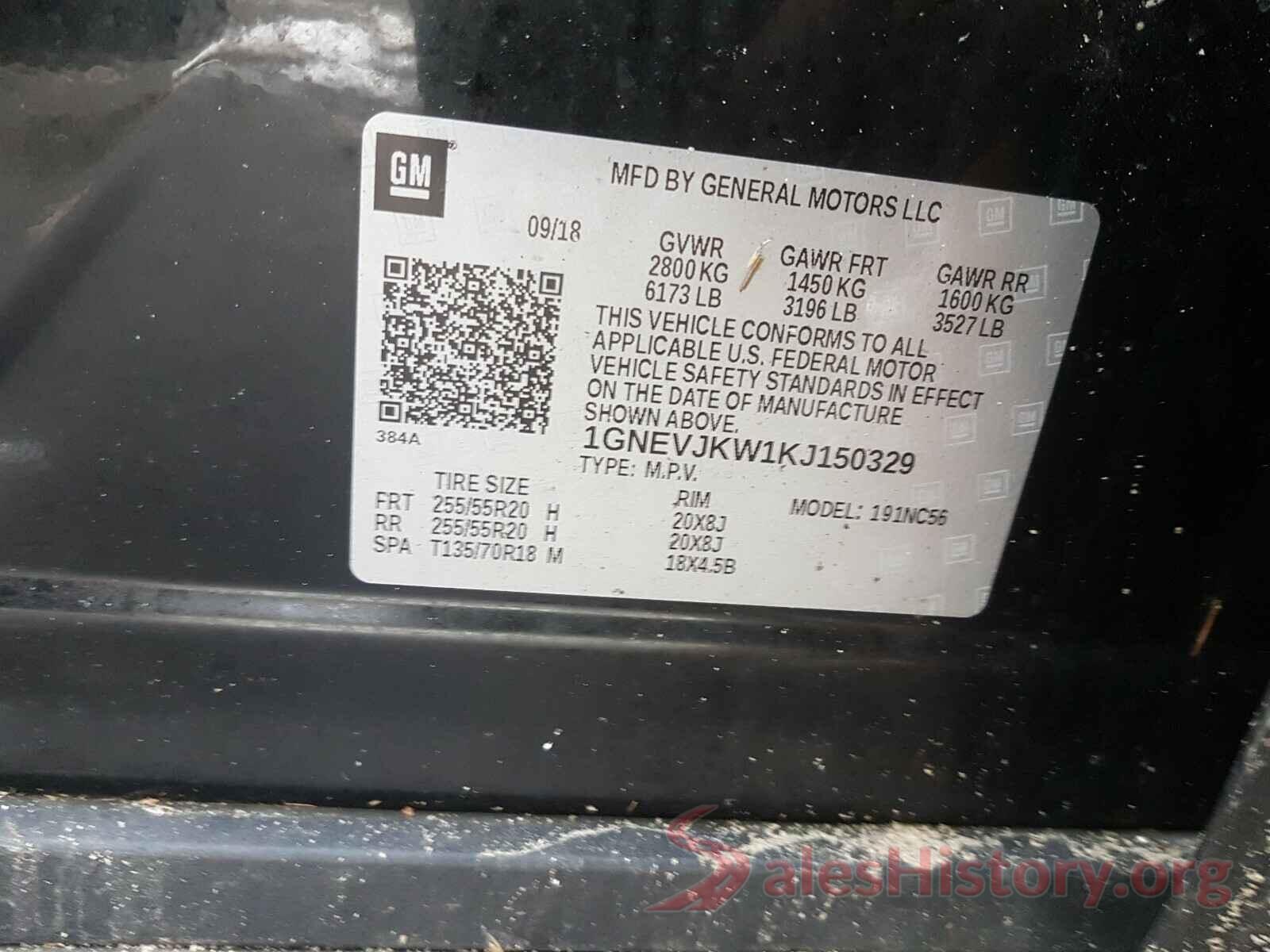 1GNEVJKW1KJ150329 2019 CHEVROLET TRAVERSE