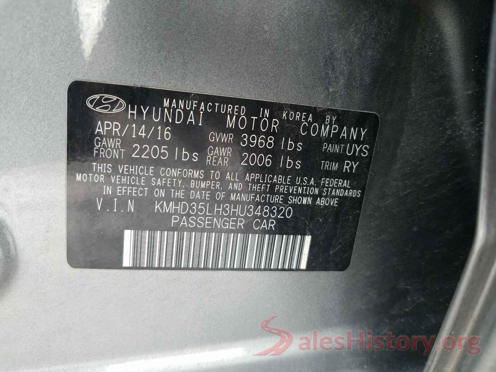 KMHD35LH3HU348320 2017 HYUNDAI ELANTRA