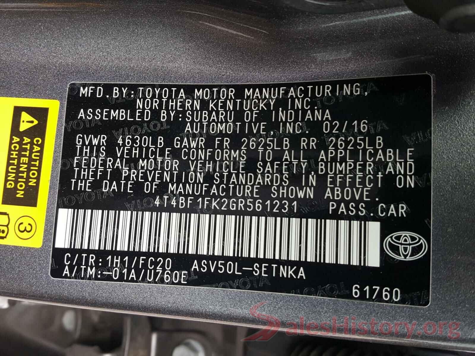 4T4BF1FK2GR561231 2016 TOYOTA CAMRY