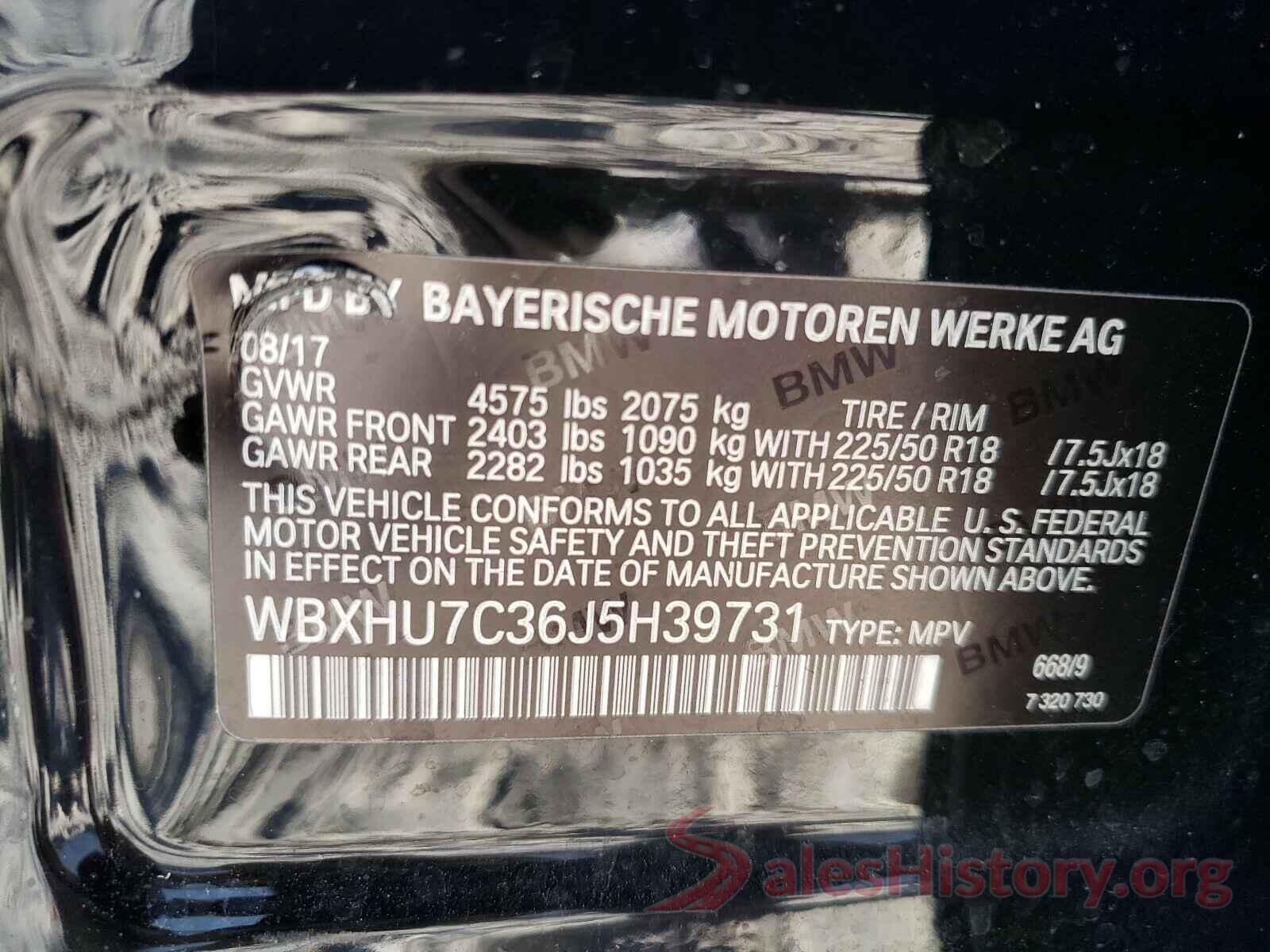 WBXHU7C36J5H39731 2018 BMW X1