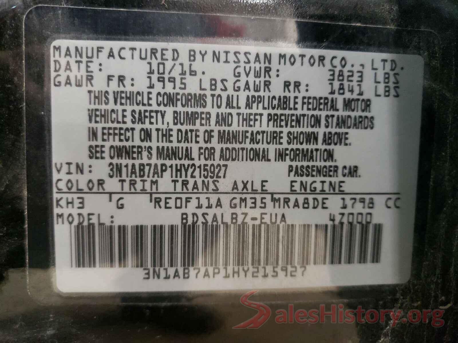 3N1AB7AP1HY215927 2017 NISSAN SENTRA